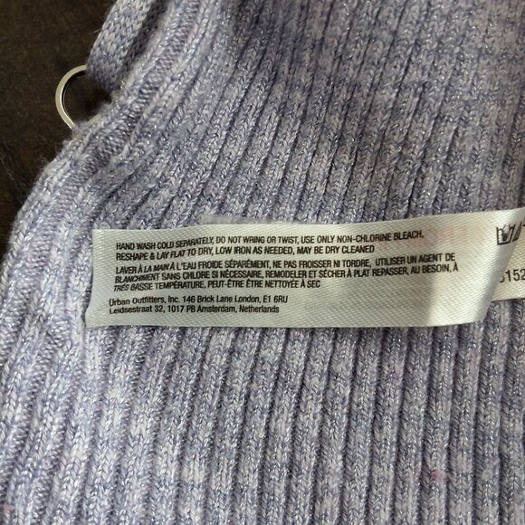 Anthropologie Lavender Sparkle Mock-Neck Open-Back Lace-Up Sweater S Soft Girl - Picture 6 of 9